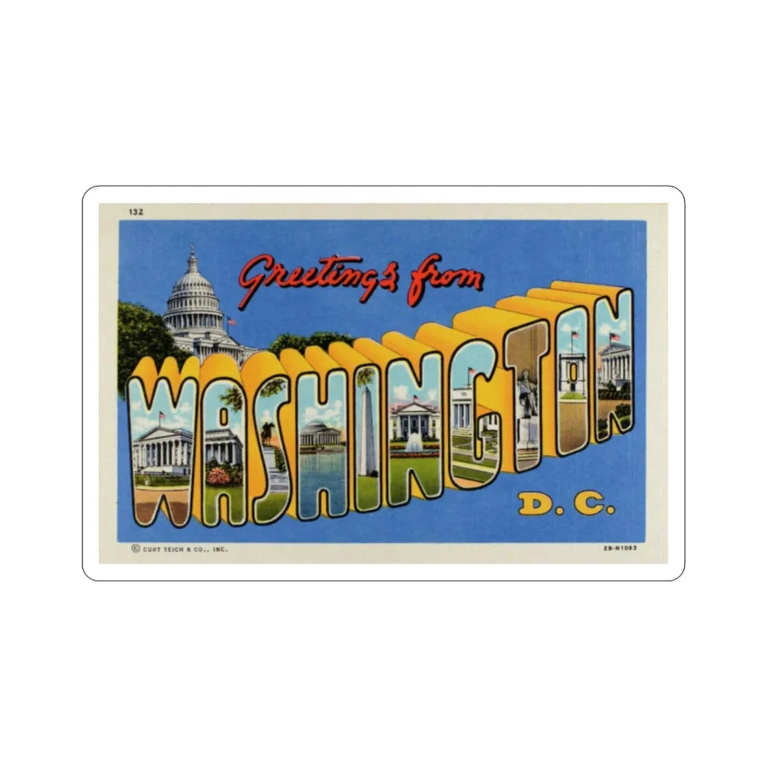 Washington DC (Greeting Cards) STICKER Vinyl Die-Cut Decal 2 Inch - The Sticker Space