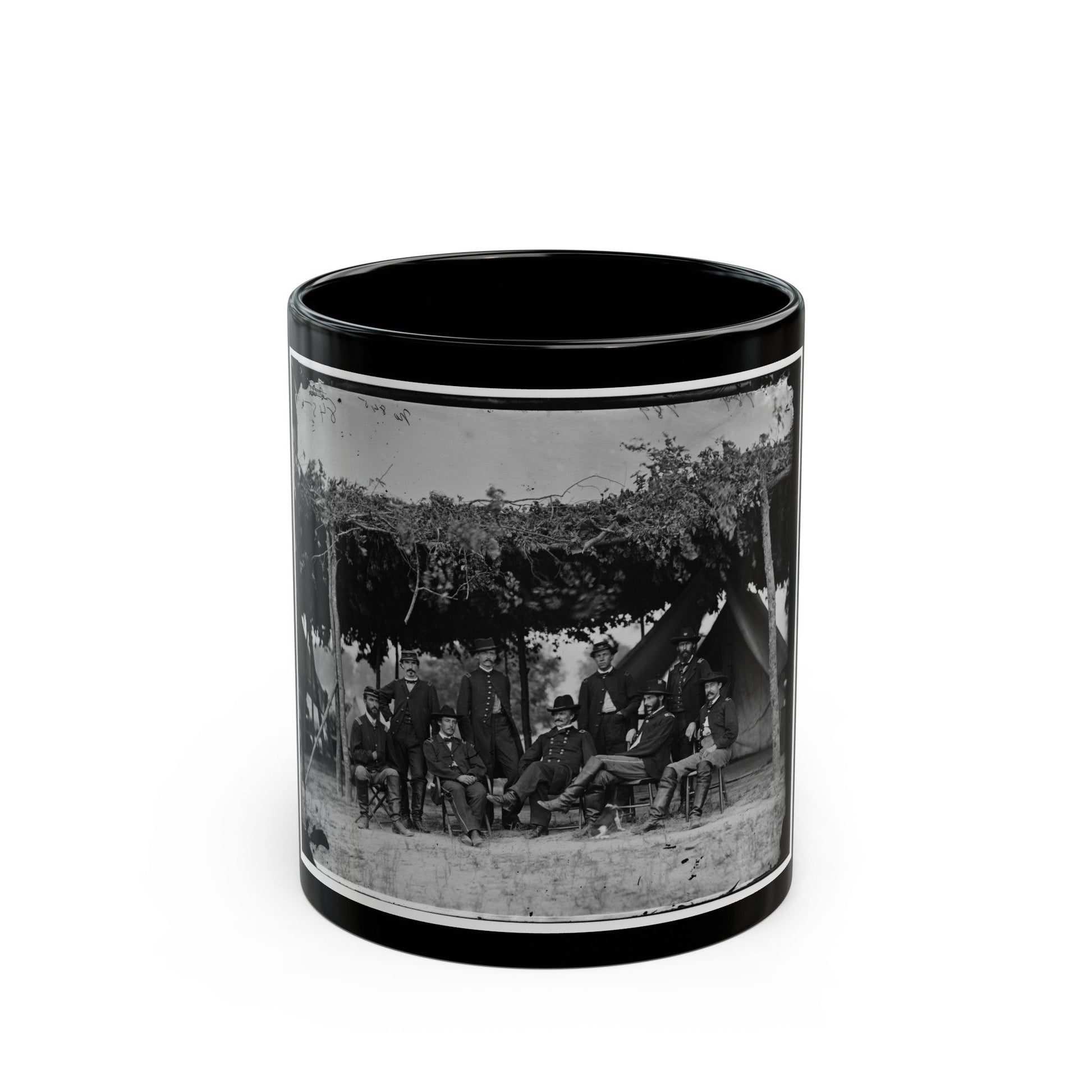 Washington, District Of Columbia (Vicinity). Gen. Daniel White And Staff (U.S. Civil War) Black Coffee Mug-11oz-The Sticker Space