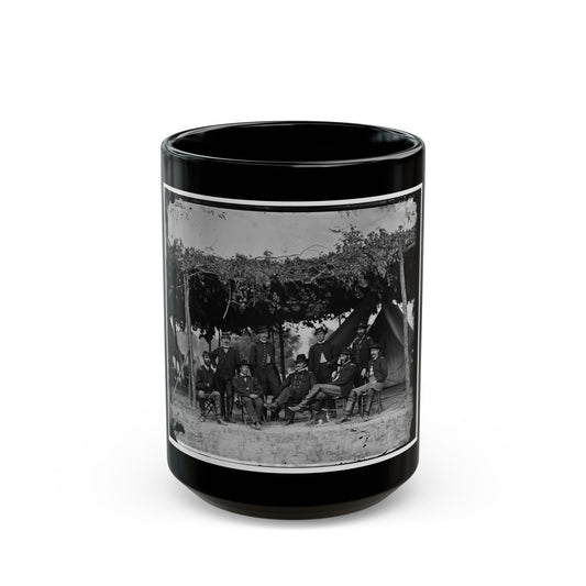 Washington, District Of Columbia (Vicinity). Gen. Daniel White And Staff (U.S. Civil War) Black Coffee Mug-15oz-The Sticker Space