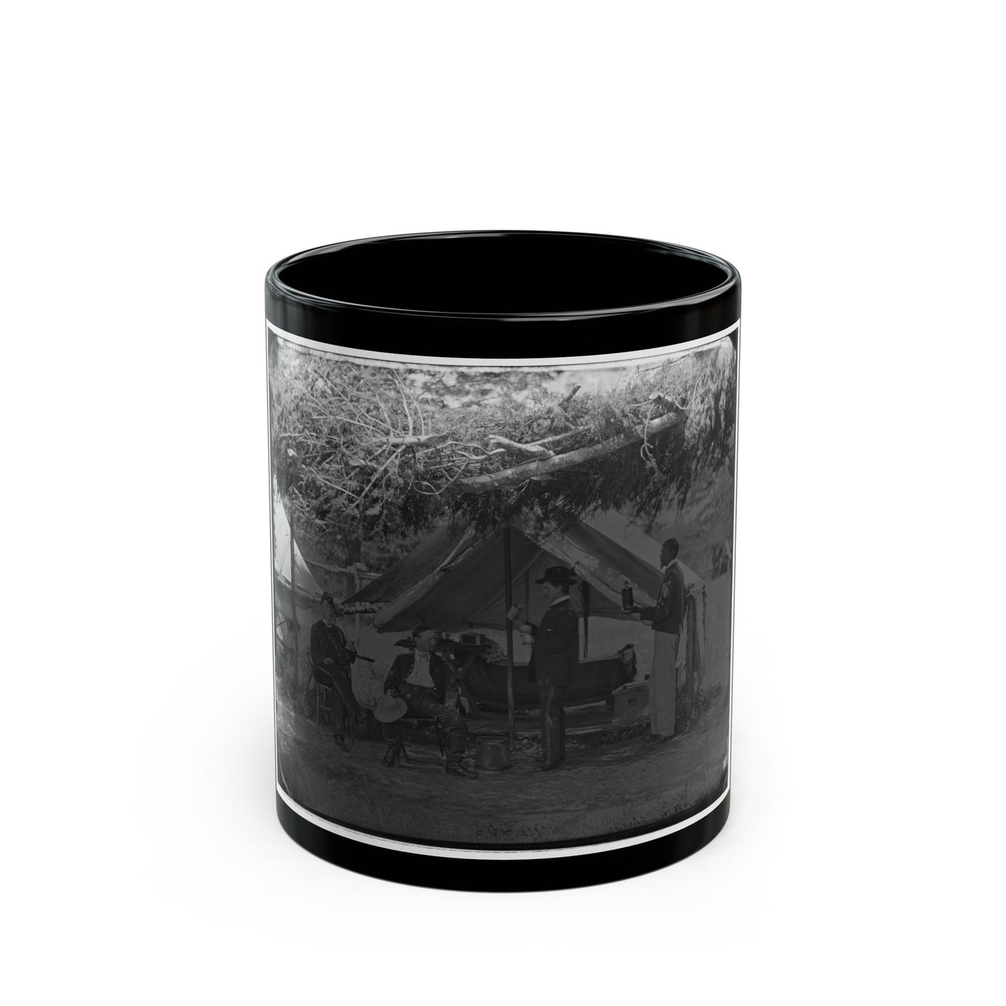 Washington, District Of Columbia (Vicinity). Maj. H.H. Humphreys Two Other Officers And Servant (U.S. Civil War) Black Coffee Mug-11oz-The Sticker Space