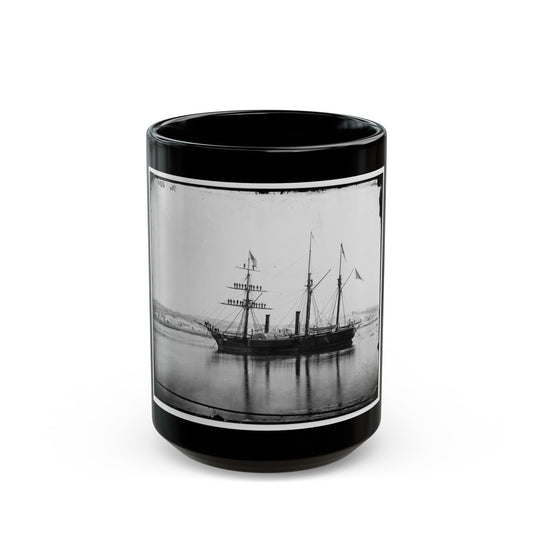 Washington, District Of Columbia. Brazilian Steam Frigate At Navy Yard. Yards Manned On The Occasion Of The President's Visit (U.S. Civil War) Black Coffee Mug-15oz-The Sticker Space