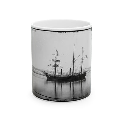 Washington, District Of Columbia. Brazilian Steam Frigate At Navy Yard. Yards Manned On The Occasion Of The President's Visit (U.S. Civil War) White Coffee Mug-11oz-The Sticker Space