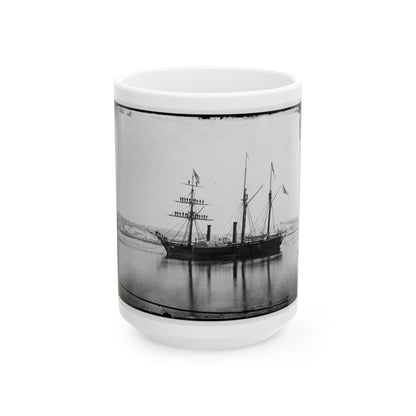 Washington, District Of Columbia. Brazilian Steam Frigate At Navy Yard. Yards Manned On The Occasion Of The President's Visit (U.S. Civil War) White Coffee Mug-15oz-The Sticker Space