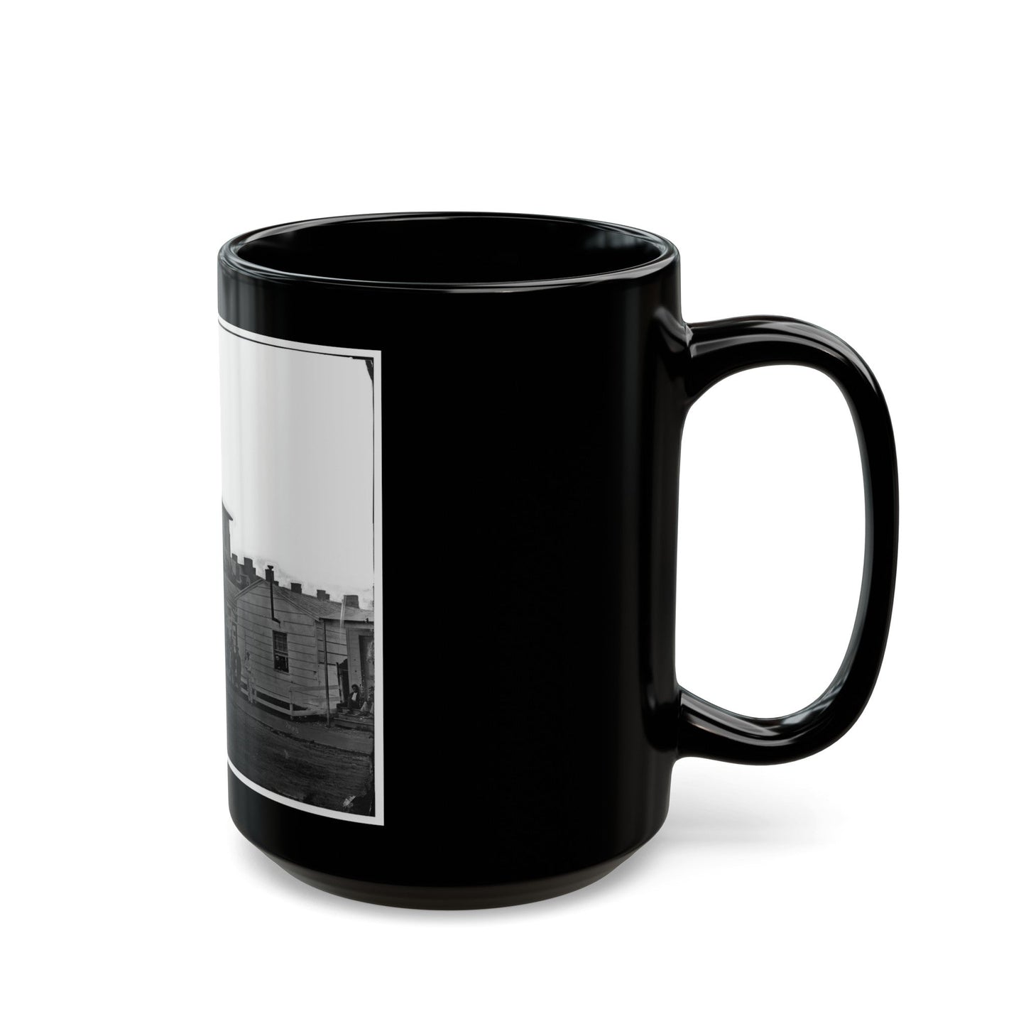 Washington, District Of Columbia. Eight Soldiers In Formation In Front Of Temporary Buildings (U.S. Civil War) Black Coffee Mug-The Sticker Space