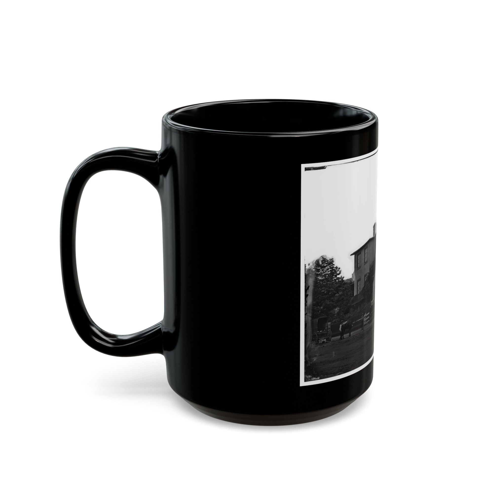 Washington, District Of Columbia. Eight Soldiers In Formation In Front Of Temporary Buildings (U.S. Civil War) Black Coffee Mug-The Sticker Space