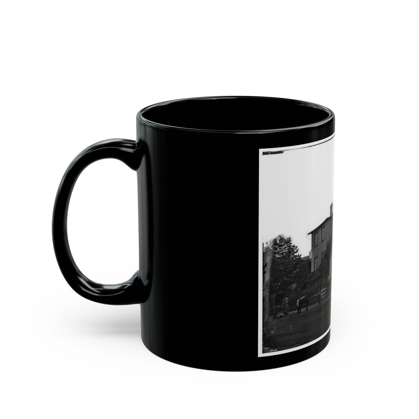 Washington, District Of Columbia. Eight Soldiers In Formation In Front Of Temporary Buildings (U.S. Civil War) Black Coffee Mug-The Sticker Space