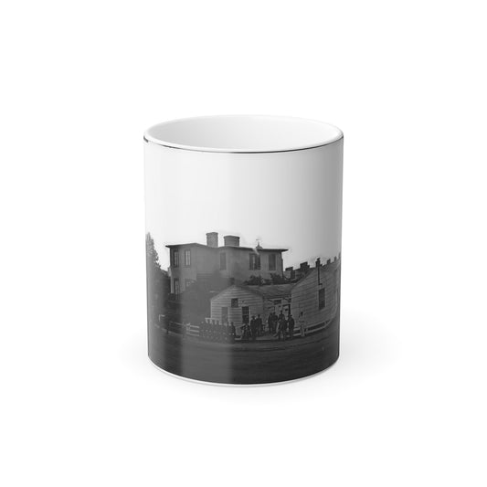 Washington, District of Columbia. Eight Soldiers in Formation in Front of Temporary Buildings (U.S. Civil War) Color Morphing Mug 11oz-11oz-The Sticker Space