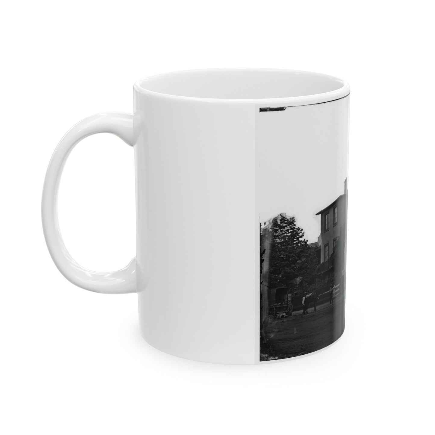 Washington, District Of Columbia. Eight Soldiers In Formation In Front Of Temporary Buildings (U.S. Civil War) White Coffee Mug-The Sticker Space