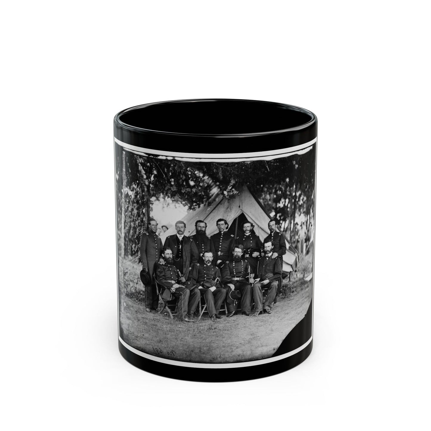 Washington, District Of Columbia. Gen. Jefferson C. Davis And Staff (U.S. Civil War) Black Coffee Mug-11oz-The Sticker Space