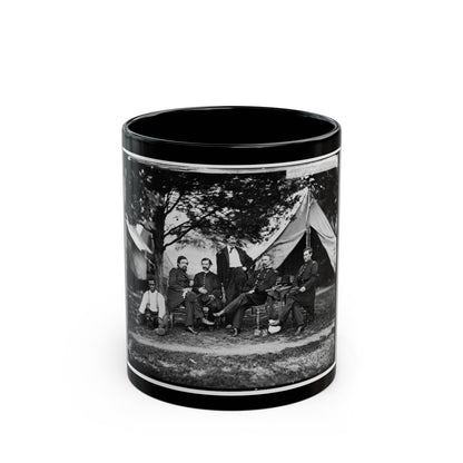 Washington, District Of Columbia. Gen. Napoleon Bonaparte Mclaughlen And Staff (U.S. Civil War) Black Coffee Mug-11oz-The Sticker Space