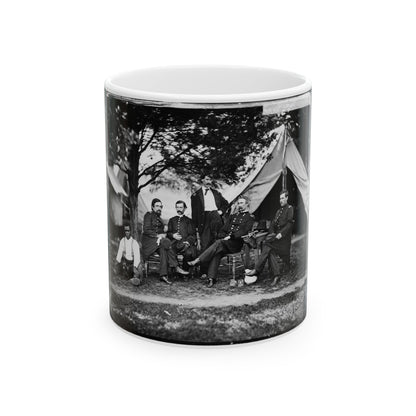 Washington, District Of Columbia. Gen. Napoleon Bonaparte Mclaughlen And Staff (U.S. Civil War) White Coffee Mug-11oz-The Sticker Space