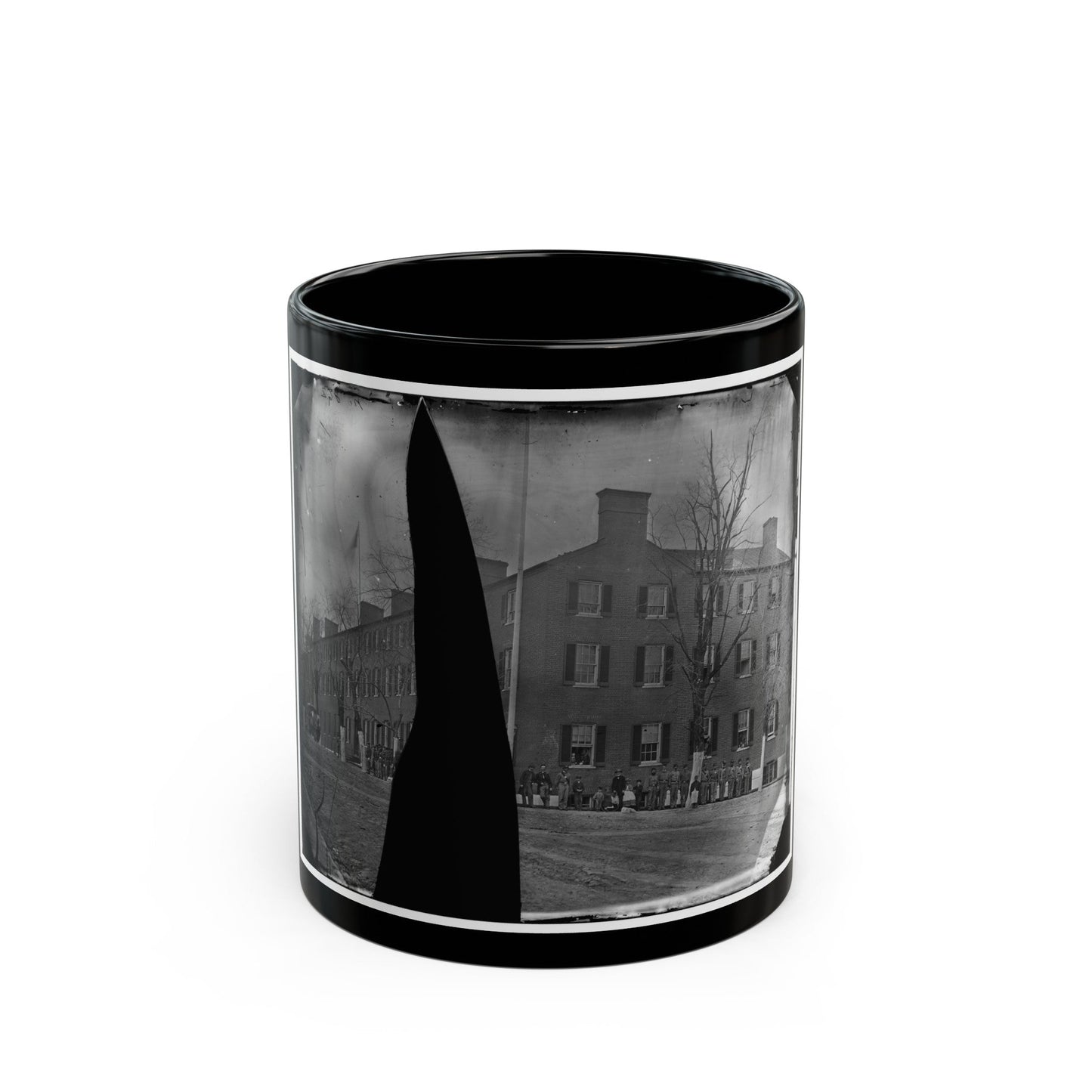 Washington, District Of Columbia. Group In Front Of Building (U.S. Civil War) Black Coffee Mug-11oz-The Sticker Space