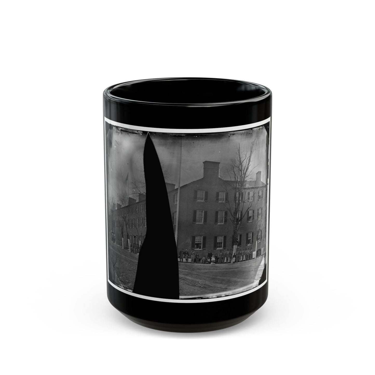 Washington, District Of Columbia. Group In Front Of Building (U.S. Civil War) Black Coffee Mug-15oz-The Sticker Space