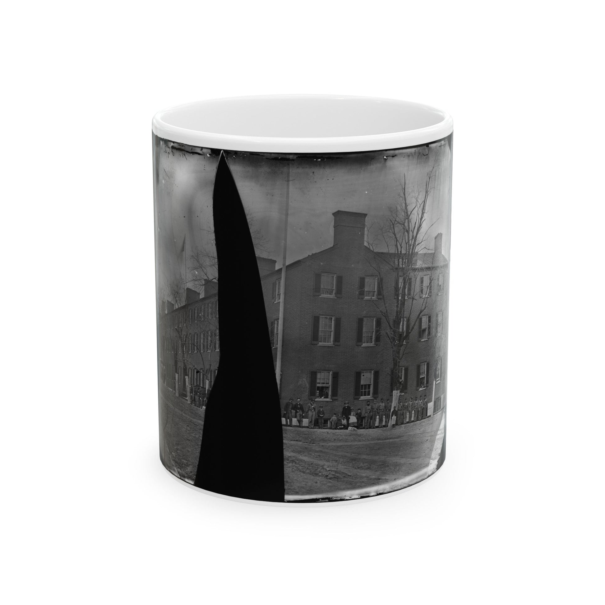 Washington, District Of Columbia. Group In Front Of Building (U.S. Civil War) White Coffee Mug-11oz-The Sticker Space