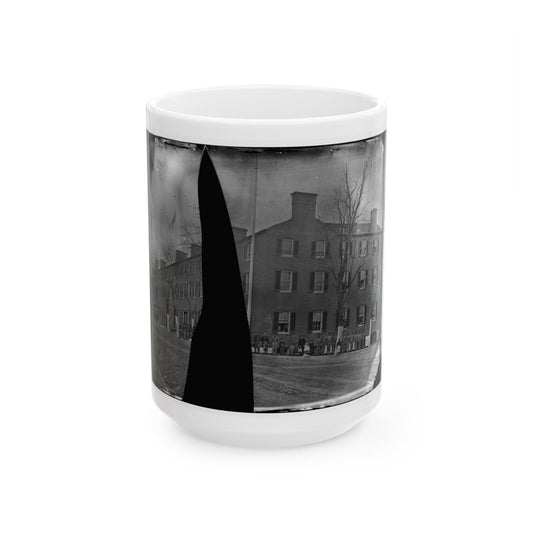 Washington, District Of Columbia. Group In Front Of Building (U.S. Civil War) White Coffee Mug-15oz-The Sticker Space