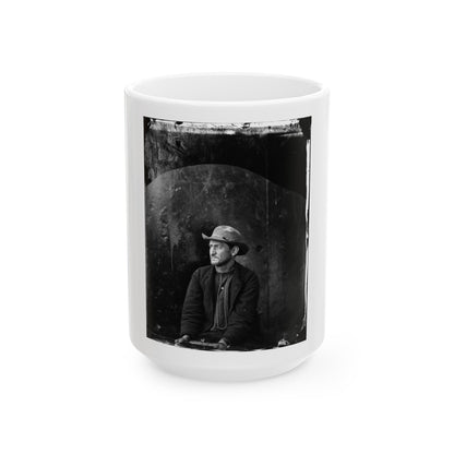Washington Navy Yard, D.C. Edman Spangler, A Conspirator, In Hat And Manacled (U.S. Civil War) White Coffee Mug-15oz-The Sticker Space