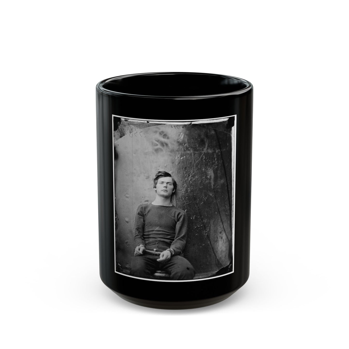 Washington Navy Yard, D.C. Lewis Payne, In Sweater, Seated And Manacled (U.S. Civil War) Black Coffee Mug-15oz-The Sticker Space