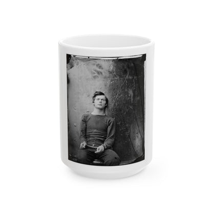Washington Navy Yard, D.C. Lewis Payne, In Sweater, Seated And Manacled (U.S. Civil War) White Coffee Mug-15oz-The Sticker Space