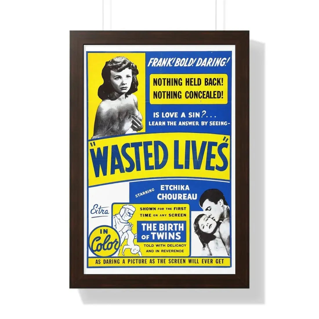 WASTED LIVES 1957 - Framed Movie Poster 16″ x 24″ Walnut - The Sticker Space