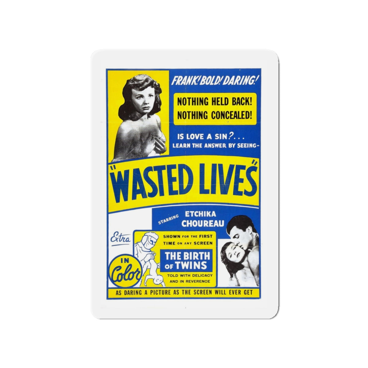 WASTED LIVES 1957 Movie Poster - Refrigerator Magnet-3" x 3"-The Sticker Space