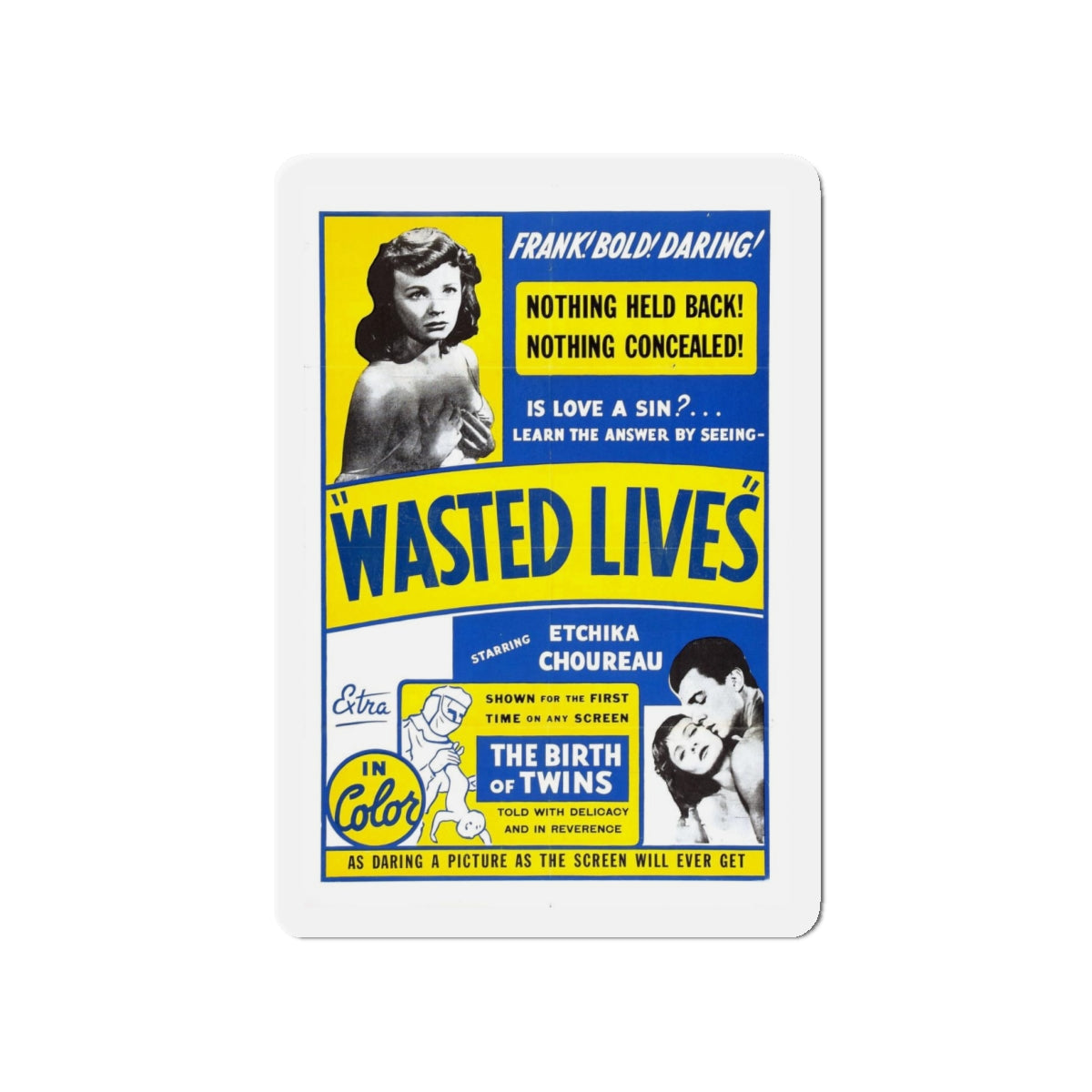 WASTED LIVES 1957 Movie Poster - Refrigerator Magnet-4" x 4"-The Sticker Space