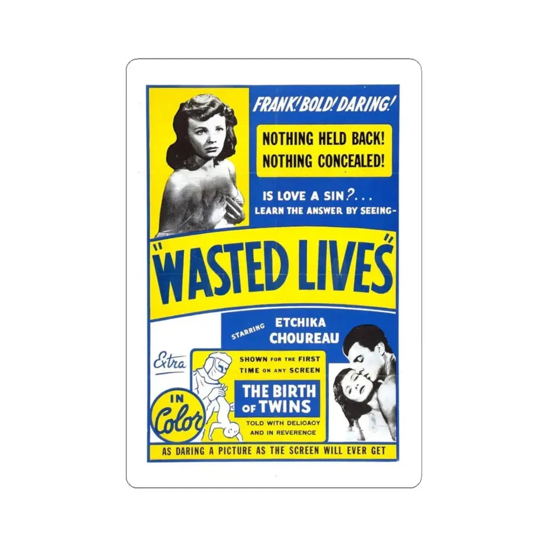WASTED LIVES 1957 Movie Poster - STICKER Vinyl Kiss-Cut Decal 3 Inch White - The Sticker Space