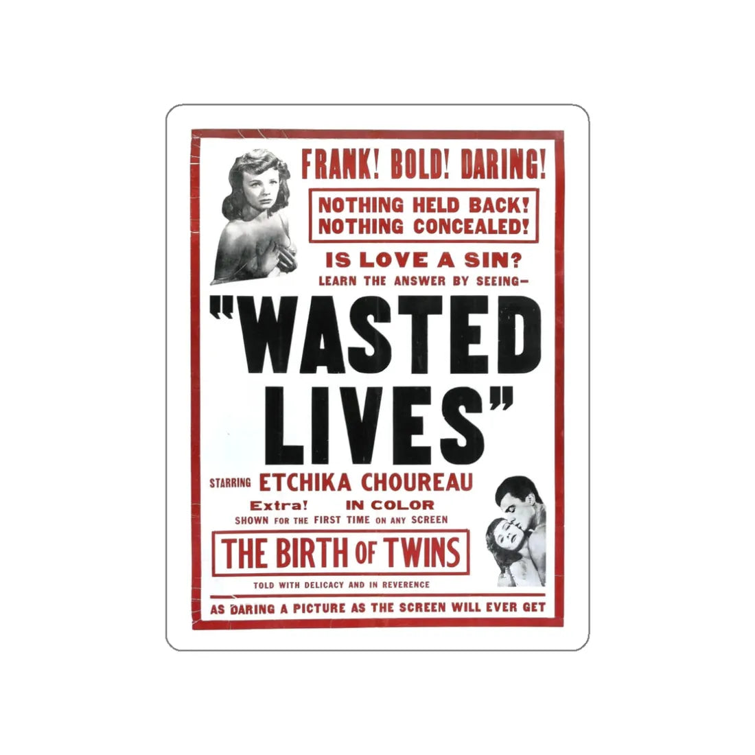 WASTED LIVES (2) 1957 Movie Poster STICKER Vinyl Die-Cut Decal 3 Inch - The Sticker Space