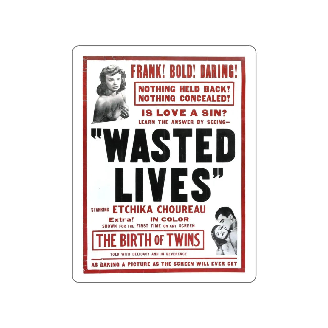 WASTED LIVES (2) 1957 Movie Poster STICKER Vinyl Die-Cut Decal 5 Inch - The Sticker Space
