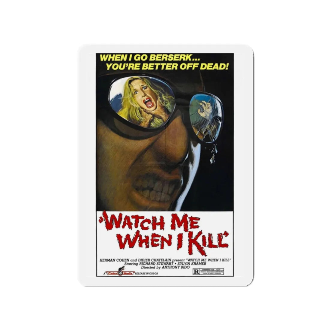 WATCH ME WHEN I KILL 1977 Movie Poster - Refrigerator Magnet 2 Inch - The Sticker Space