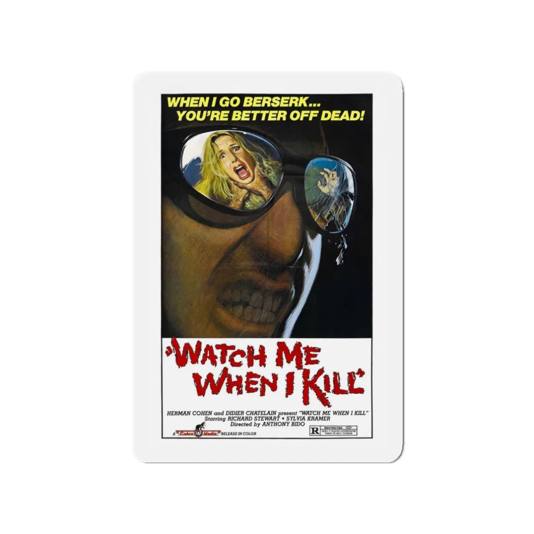 WATCH ME WHEN I KILL 1977 Movie Poster - Refrigerator Magnet 3 Inch - The Sticker Space