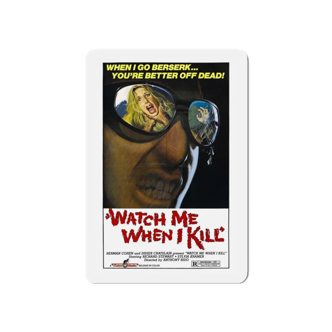 WATCH ME WHEN I KILL 1977 Movie Poster - Refrigerator Magnet 5 Inch - The Sticker Space
