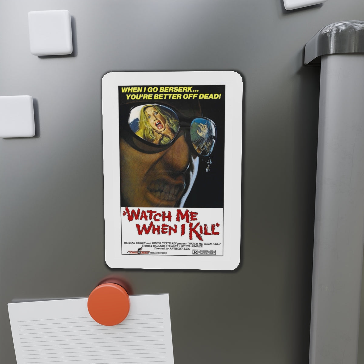 WATCH ME WHEN I KILL 1977 Movie Poster - Refrigerator Magnet-The Sticker Space