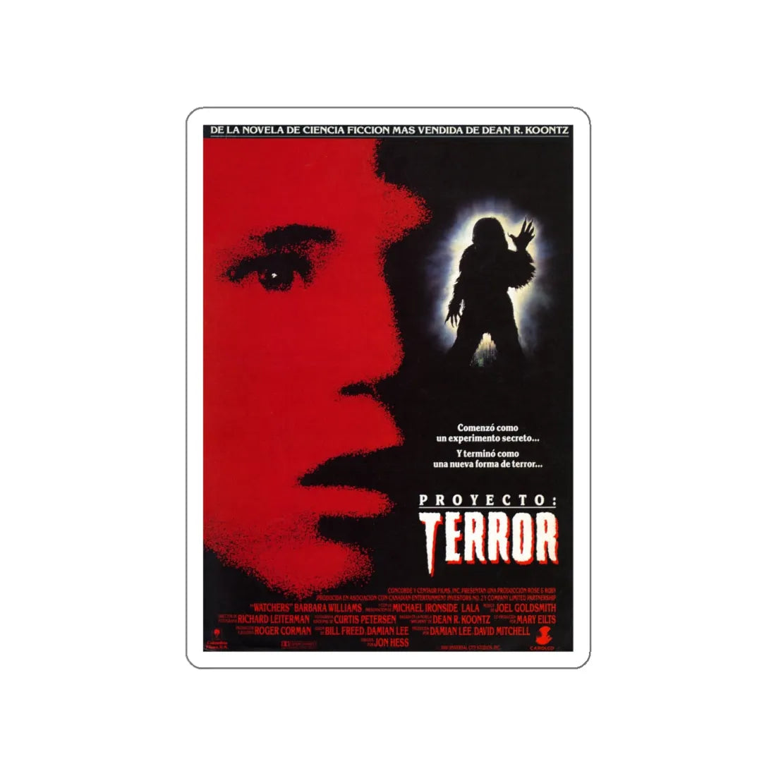 WATCHERS 1988 Movie Poster STICKER Vinyl Die-Cut Decal 4 Inch - The Sticker Space