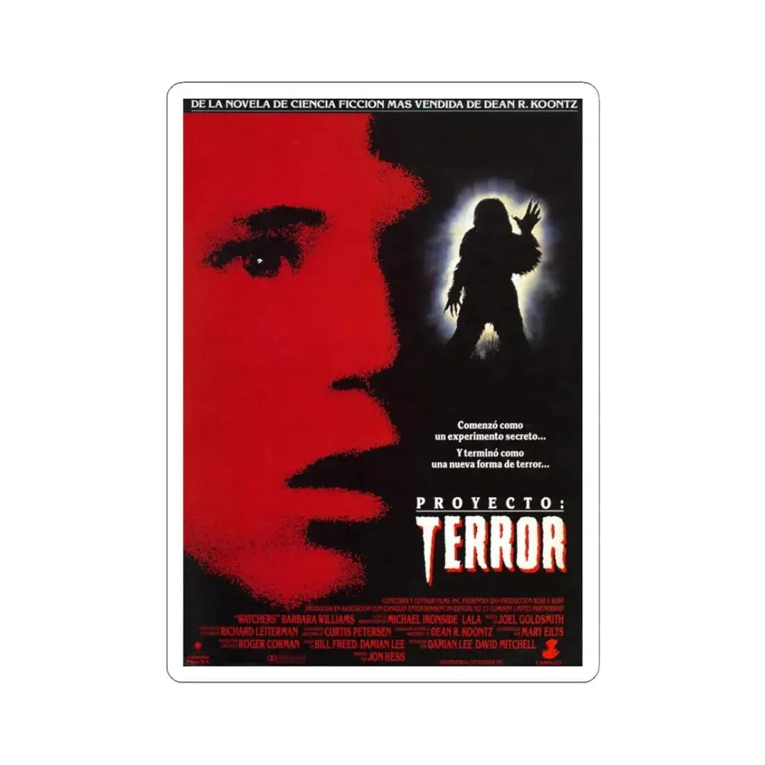 WATCHERS 1988 Movie Poster - STICKER Vinyl Kiss-Cut Decal 3 Inch White - The Sticker Space