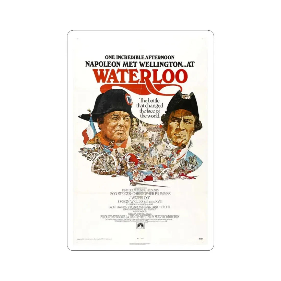Waterloo 1970 Movie Poster - STICKER Vinyl Kiss-Cut Decal 4 Inch White - The Sticker Space