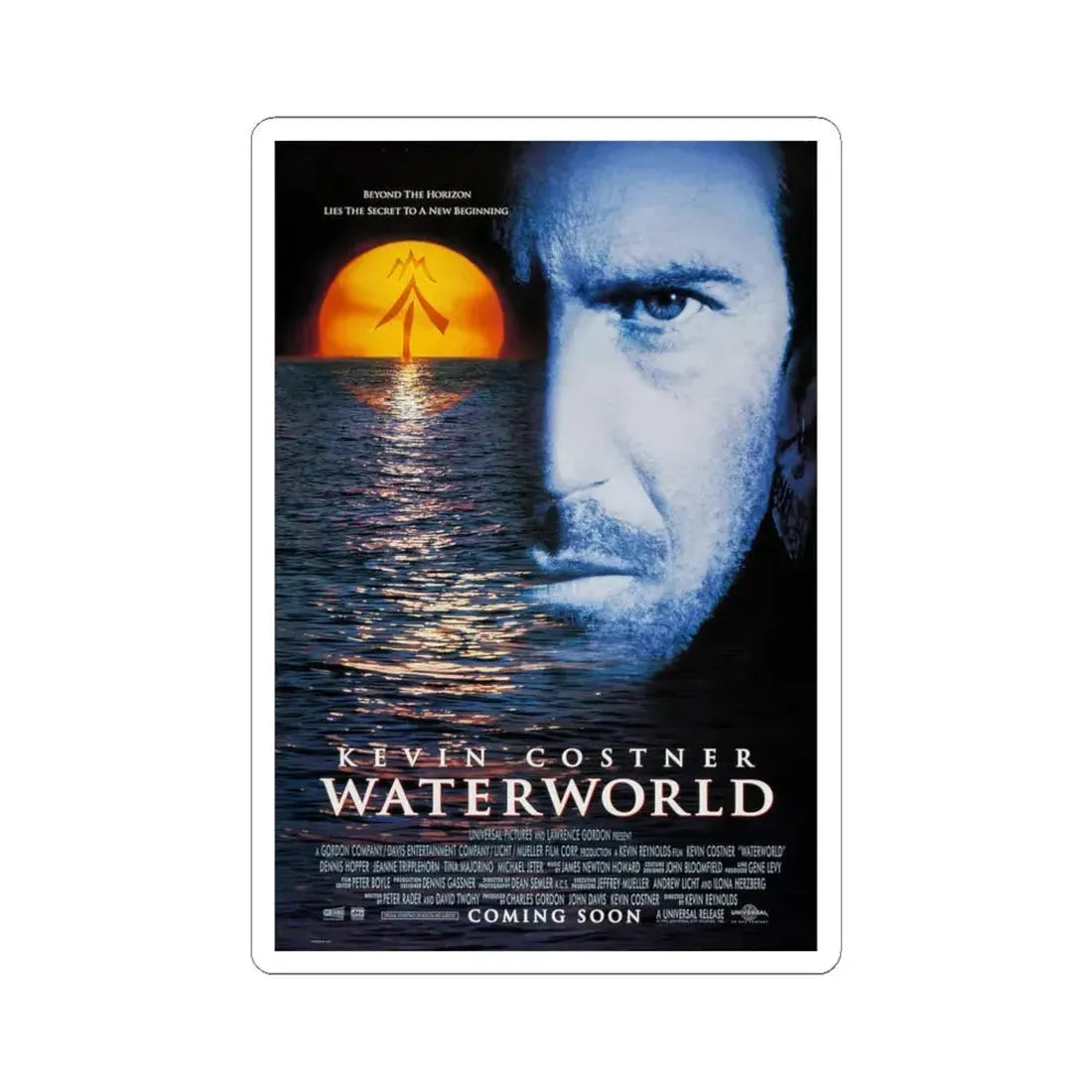 Waterworld 1995 Movie Poster - STICKER Vinyl Kiss-Cut Decal 4 Inch White - The Sticker Space