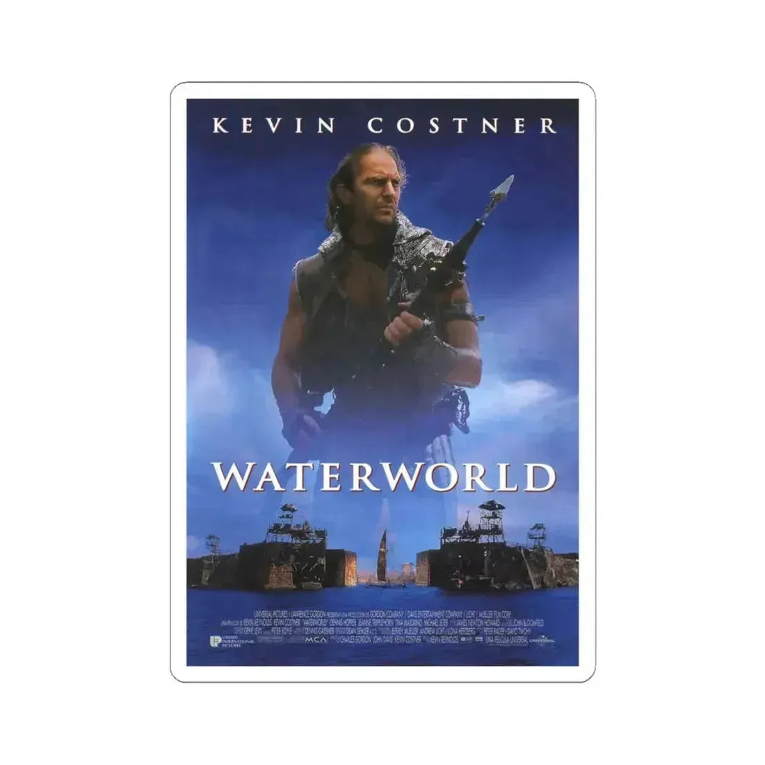 WATERWORLD 1995 Movie Poster - STICKER Vinyl Kiss-Cut Decal 6 Inch White - The Sticker Space