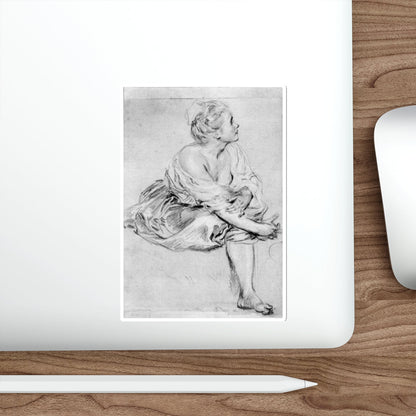 WATTEAU, Jean-Antoine - A Seated Woman (Artwork) STICKER Vinyl Die-Cut Decal-The Sticker Space