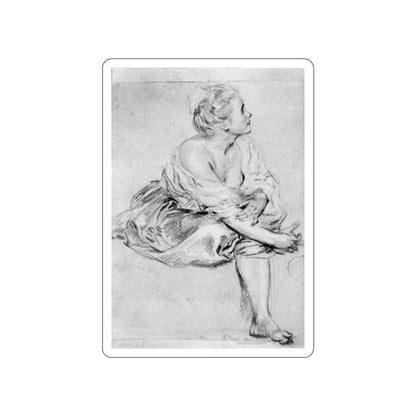 WATTEAU, Jean-Antoine - A Seated Woman (Artwork) STICKER Vinyl Die-Cut Decal-White-The Sticker Space