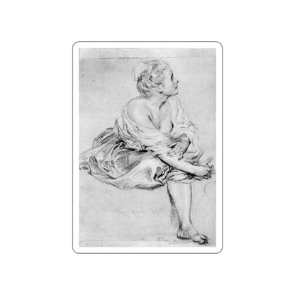 WATTEAU, Jean-Antoine - A Seated Woman (Artwork) STICKER Vinyl Die-Cut Decal-White-The Sticker Space