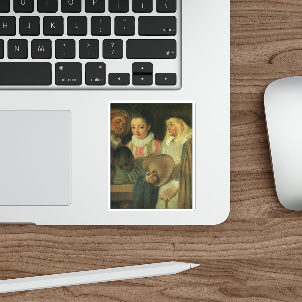 WATTEAU, Jean-Antoine - Actors from a French Theatre detail (Artwork) STICKER Vinyl Die-Cut Decal-The Sticker Space