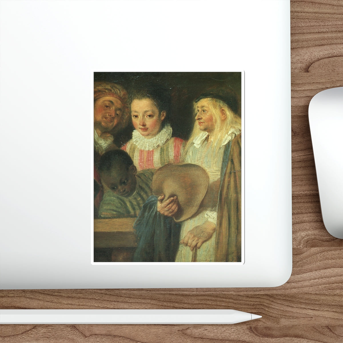 WATTEAU, Jean-Antoine - Actors from a French Theatre detail (Artwork) STICKER Vinyl Die-Cut Decal-The Sticker Space