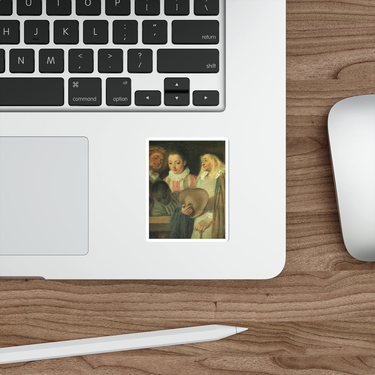 WATTEAU, Jean-Antoine - Actors from a French Theatre detail (Artwork) STICKER Vinyl Die-Cut Decal-The Sticker Space