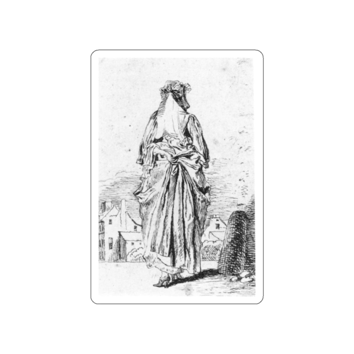 WATTEAU, Jean-Antoine - Back of Woman (Artwork) STICKER Vinyl Die-Cut Decal-White-The Sticker Space