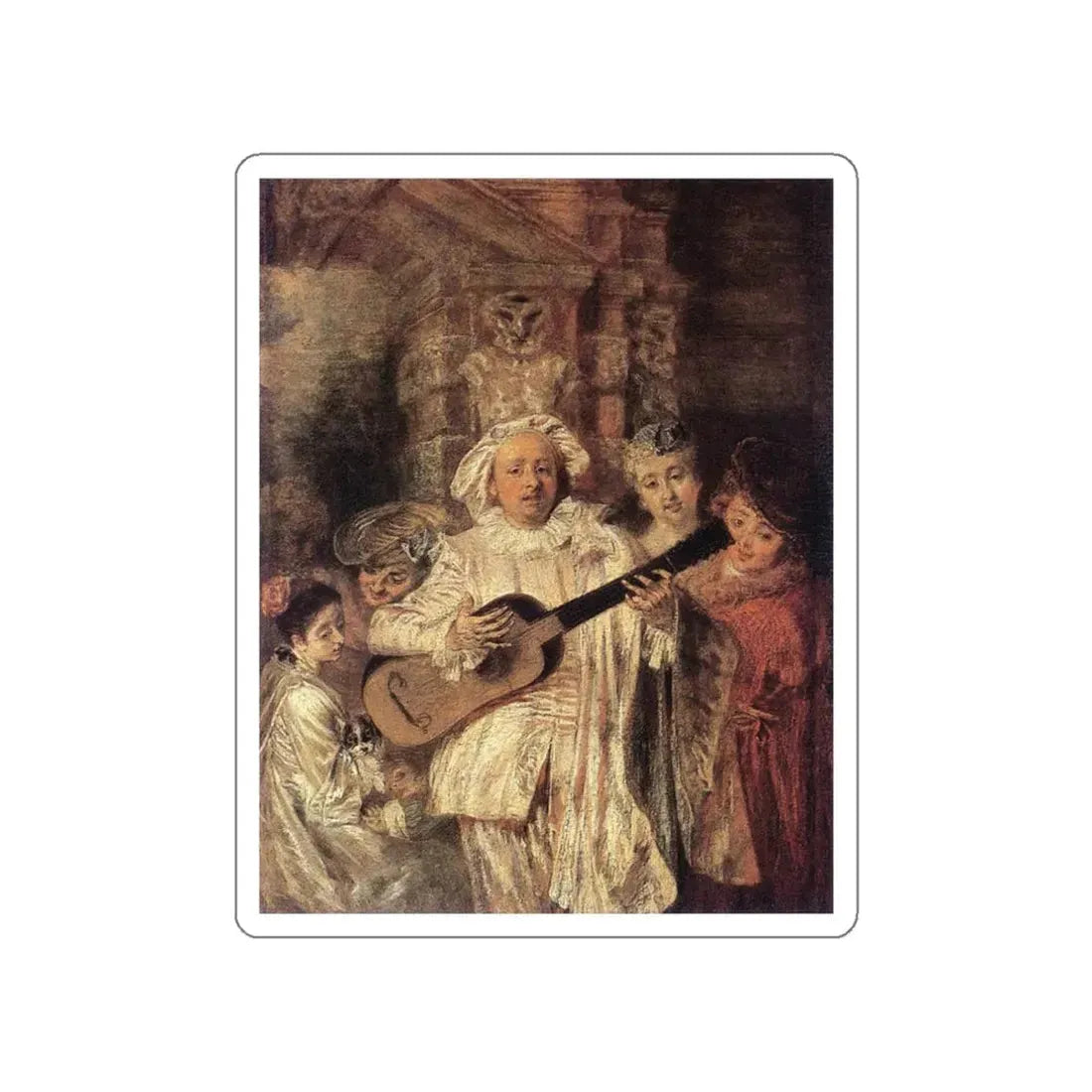 WATTEAU, Jean-Antoine - Gilles and his Family (Artwork) STICKER Vinyl Die-Cut Decal White Die-Cut 3 Inch - The Sticker Space