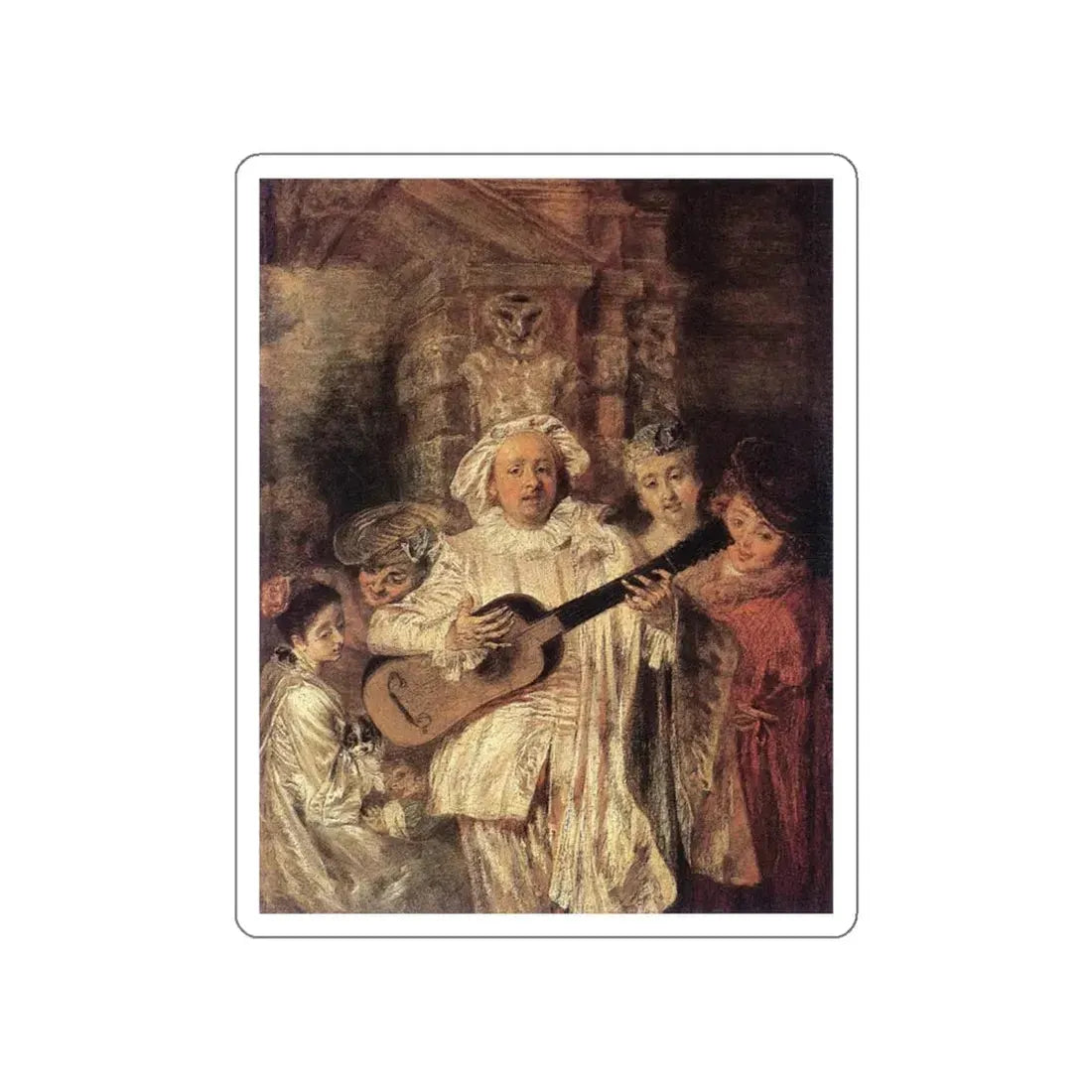 WATTEAU, Jean-Antoine - Gilles and his Family (Artwork) STICKER Vinyl Die-Cut Decal White Die-Cut 4 Inch - The Sticker Space