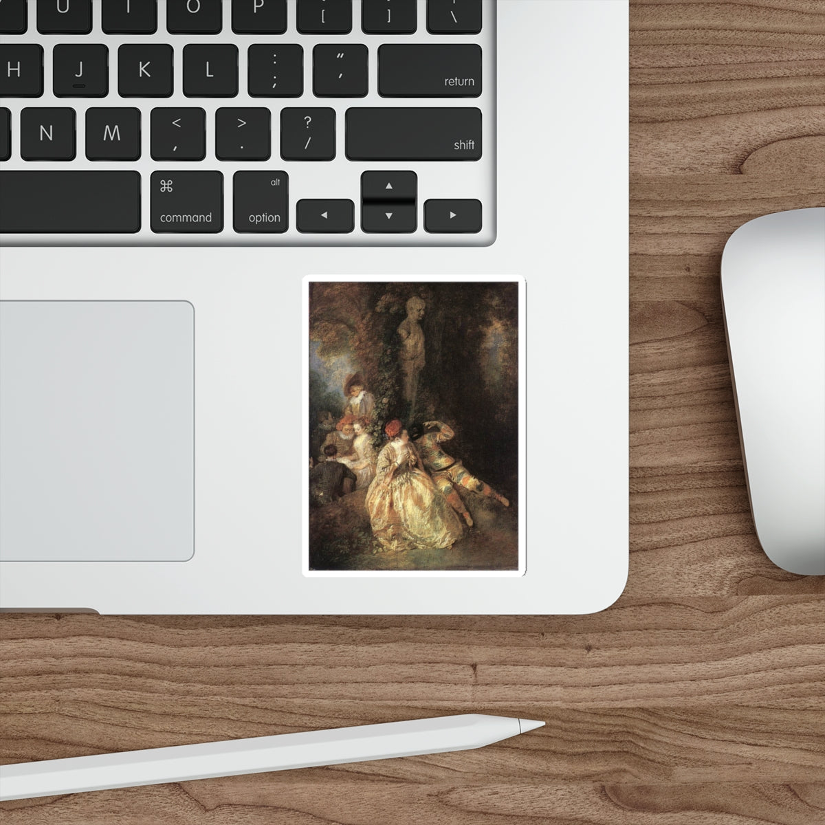 WATTEAU, Jean-Antoine - Harlequin and Columbine (Artwork) STICKER Vinyl Die-Cut Decal-The Sticker Space