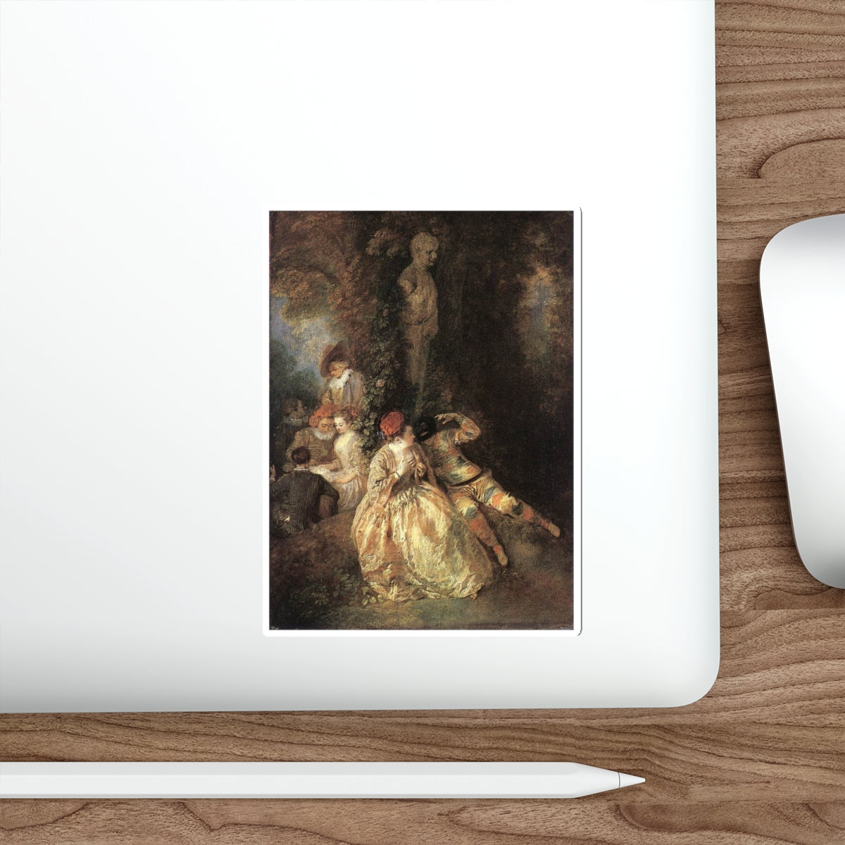 WATTEAU, Jean-Antoine - Harlequin and Columbine (Artwork) STICKER Vinyl Die-Cut Decal-The Sticker Space