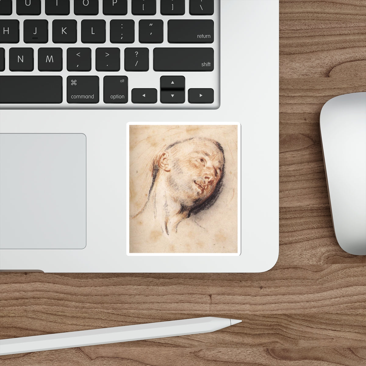 WATTEAU, Jean-Antoine - Head of a Man (Artwork) STICKER Vinyl Die-Cut Decal-The Sticker Space