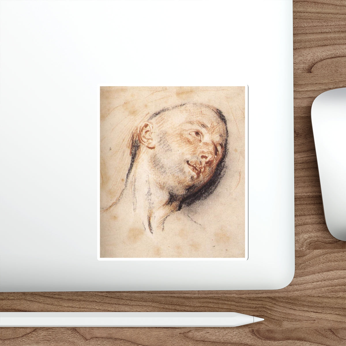 WATTEAU, Jean-Antoine - Head of a Man (Artwork) STICKER Vinyl Die-Cut Decal-The Sticker Space